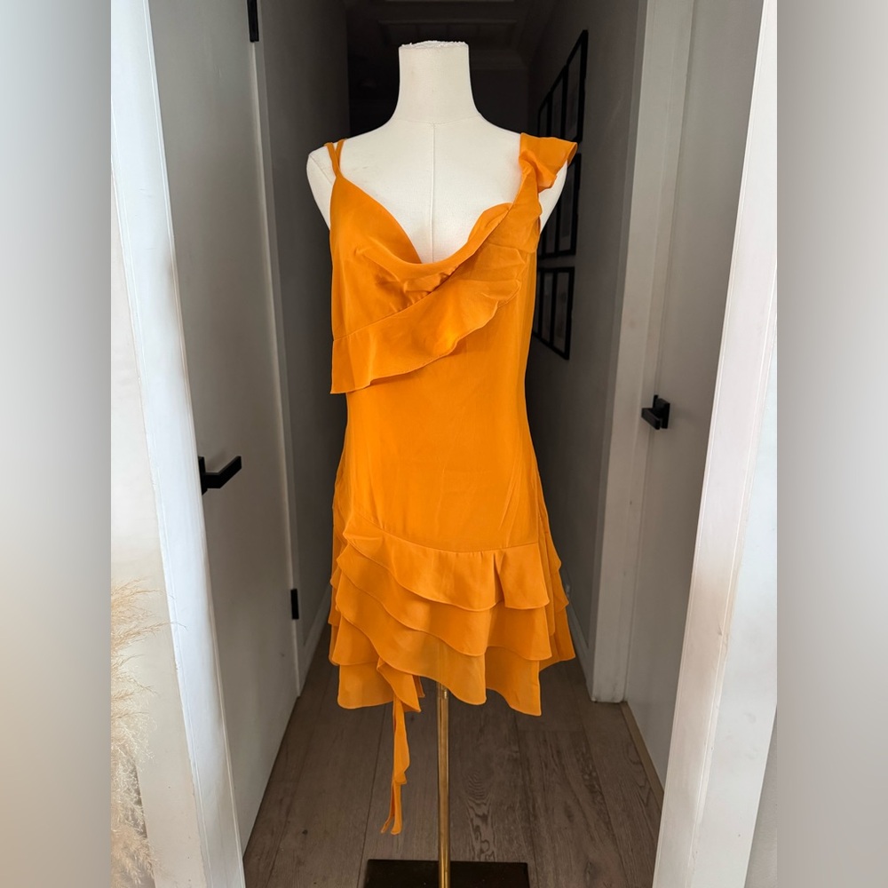 Lulu's Mustard Yellow Ruffle Mini Dress - Picture 5 of 7